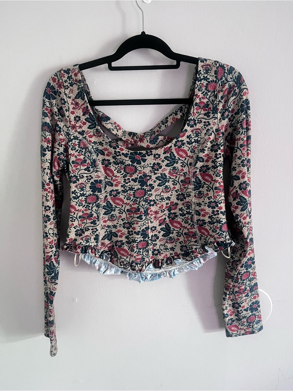 Free people Melanie Long Sleeve Top in Sand Combo size L NEW